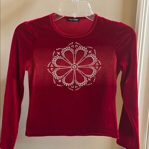 Deep Red Velvet Velour Comfy Long Sleeve